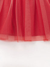 Balabala Balabala Girls' Red Dress, Faux Two-Piece Chinese-Style Mesh Gown, New Year